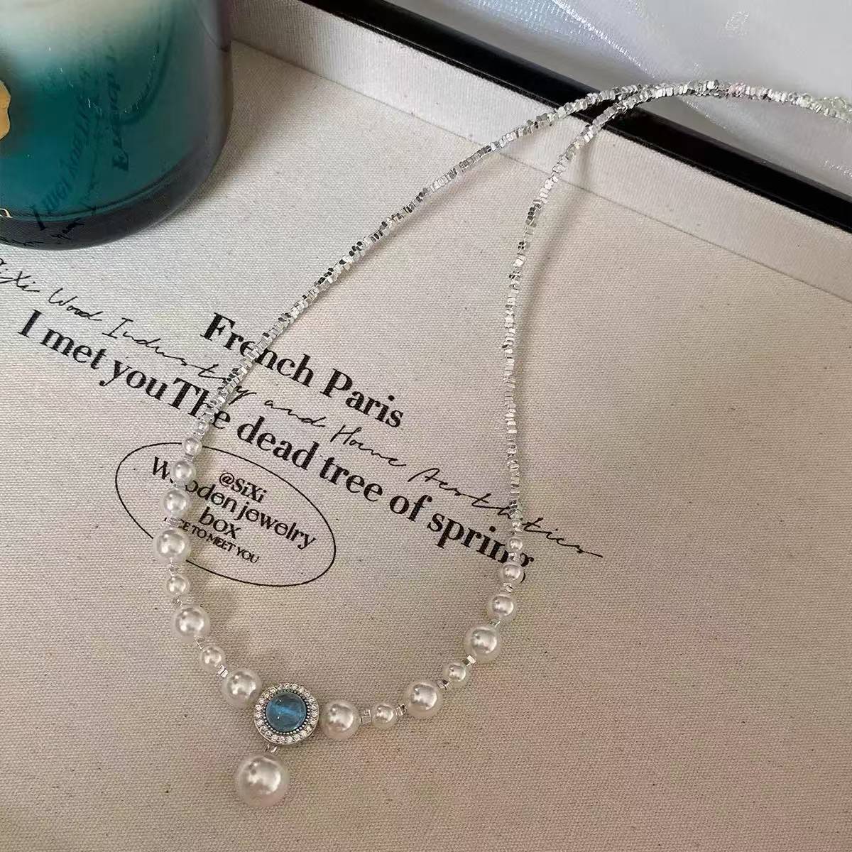 925 silver French imitation pearl necklace female sterling silver light luxury high-end full score Qixi Festival gift for girlfriend