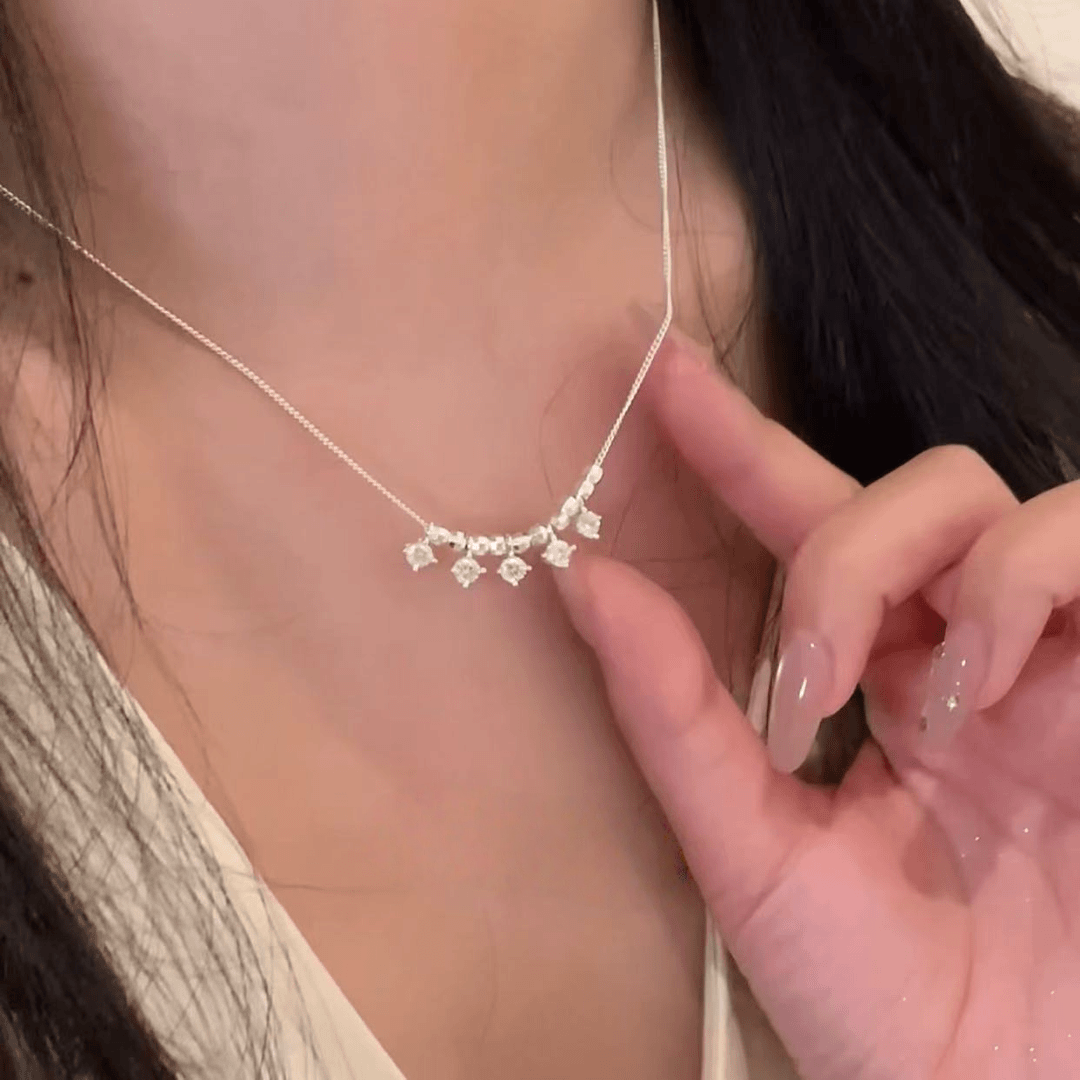 925 silver diamond zircon tassel necklace daily versatile light luxury niche temperament exquisite clavicle chain
