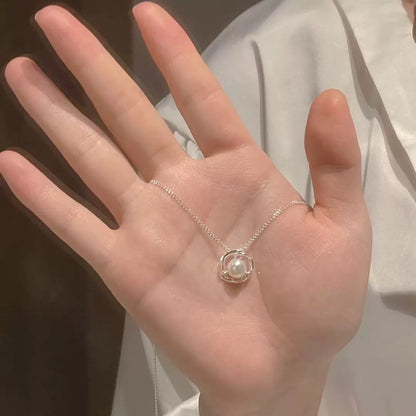 925 Snow Mountain Rose Bead Necklace for Girls Light Luxury Niche Ins Design Temperament Sweet High-end Clavicle Chain Trend