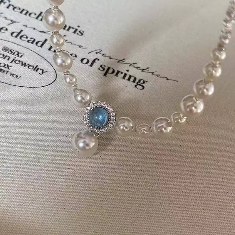 925 silver French imitation pearl necklace female sterling silver light luxury high-end full score Qixi Festival gift for girlfriend