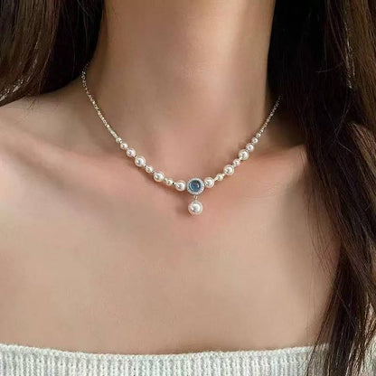 925 silver French imitation pearl necklace female sterling silver light luxury high-end full score Qixi Festival gift for girlfriend
