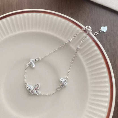 925 silver Pure silver butterfly necklace for girls, light luxury, niche, simple, integrated, double-sided, sterling silver jewelry gift