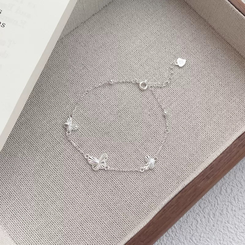 925 silver Pure silver butterfly necklace for girls, light luxury, niche, simple, integrated, double-sided, sterling silver jewelry gift