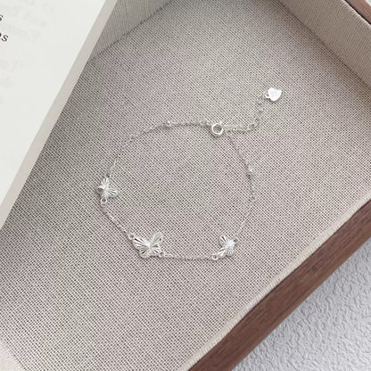 925 silver Pure silver butterfly necklace for girls, light luxury, niche, simple, integrated, double-sided, sterling silver jewelry gift