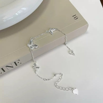 925 silver Pure silver butterfly necklace for girls, light luxury, niche, simple, integrated, double-sided, sterling silver jewelry gift