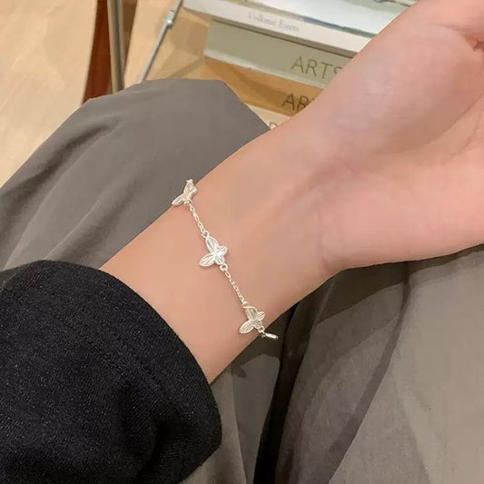925 silver Pure silver butterfly necklace for girls, light luxury, niche, simple, integrated, double-sided, sterling silver jewelry gift