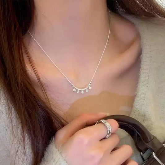 925 silver diamond zircon tassel necklace daily versatile light luxury niche temperament exquisite clavicle chain