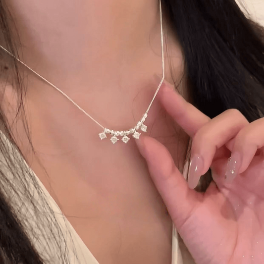 925 silver diamond zircon tassel necklace daily versatile light luxury niche temperament exquisite clavicle chain