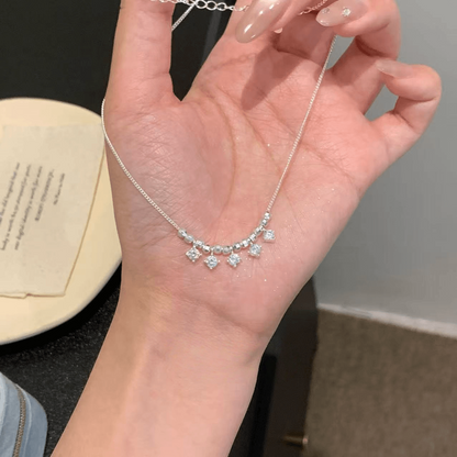 925 silver diamond zircon tassel necklace daily versatile light luxury niche temperament exquisite clavicle chain