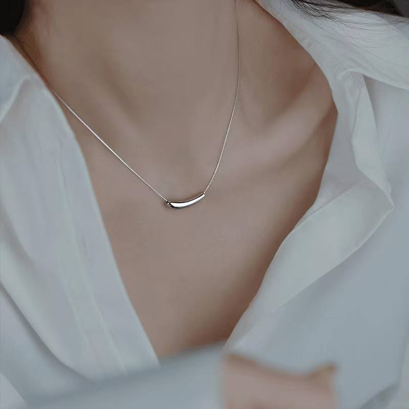 925 silver eggplant necklace female ins cold style clavicle chain light luxury niche design high-end necklace