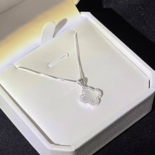 925 silver four-leaf clover silver necklace  new hot style light luxury small life day gift exquisite