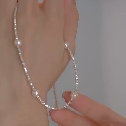 925 silver necklace, a few taels of broken silver, starry sky, Shijia bead necklace for women, light luxury, niche design, clavicle chain