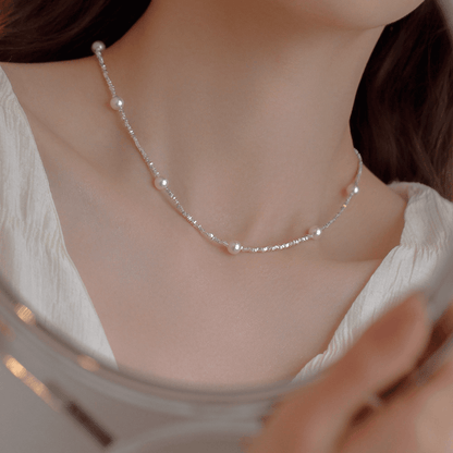 925 silver necklace, a few taels of broken silver, starry sky, Shijia bead necklace for women, light luxury, niche design, clavicle chain