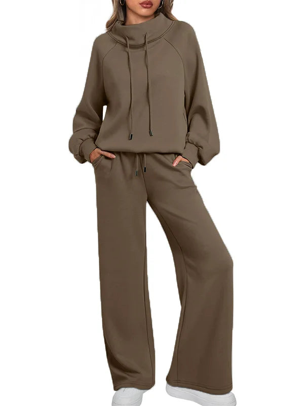 Women's Cotton Holiday Casual Crew Neck Drawstring Sweatshirt Set