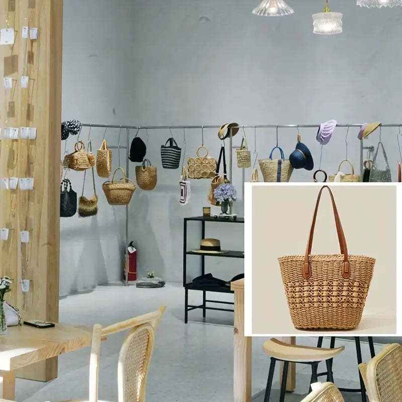 Luxury Braided Straw Tote Bag - Large Capacity, Hollow Design, Vacation-Ready, Daily Shopping Companion for Women - Perfect for Beach, Travel, Party, and Casual Fashion